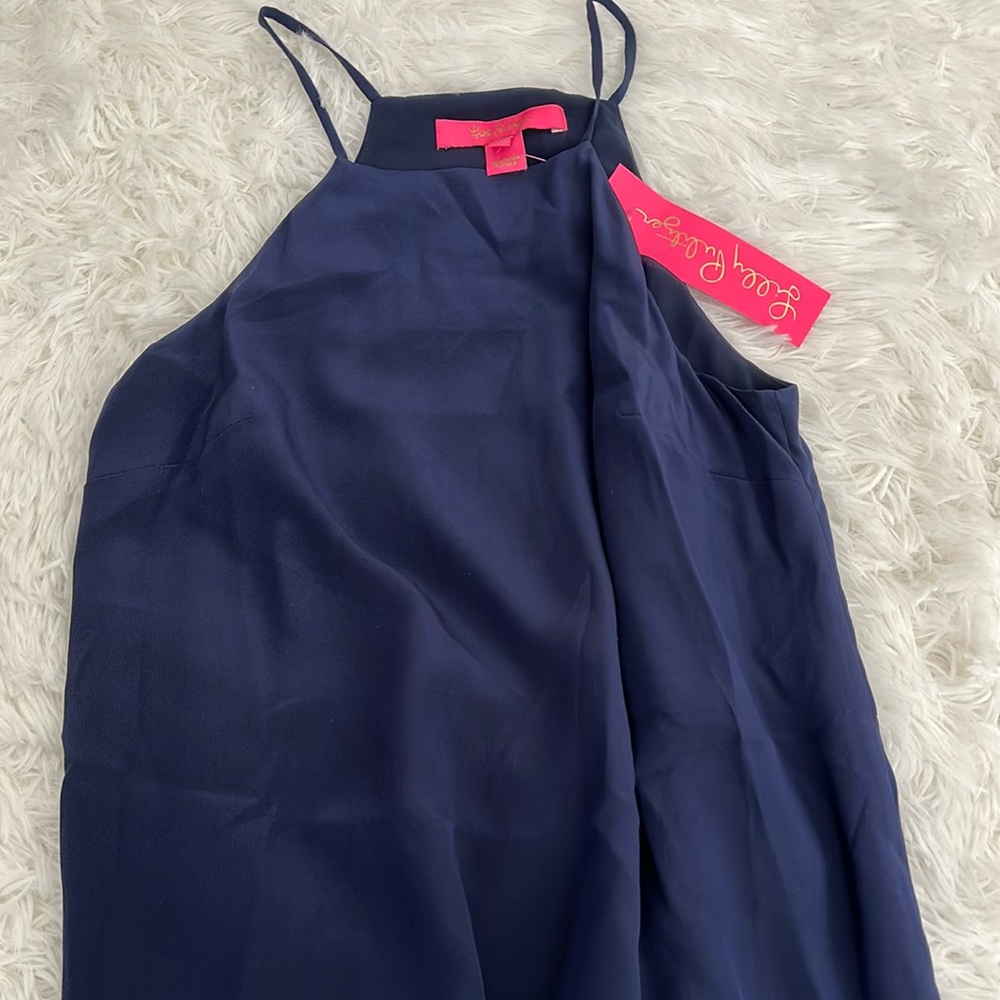 Lilly Pulitzer silk navy top